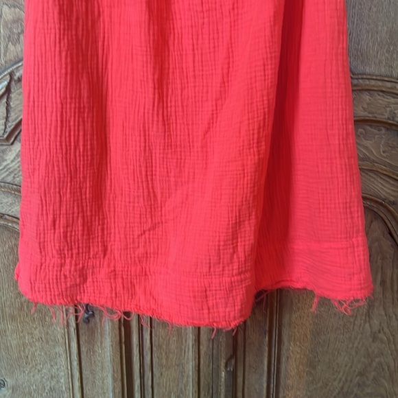 Amadi Anthropologie Maella Off-The-Shoulder Gauze Dress Coral 100% Cotton - Picture 5 of 11